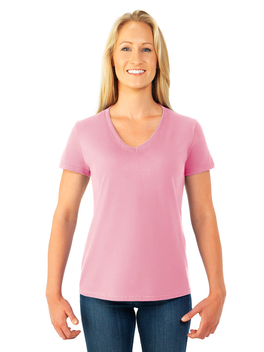 Fruit Of The Loom Womens HD Cotton Short Sleeve V-Neck T-Shirt