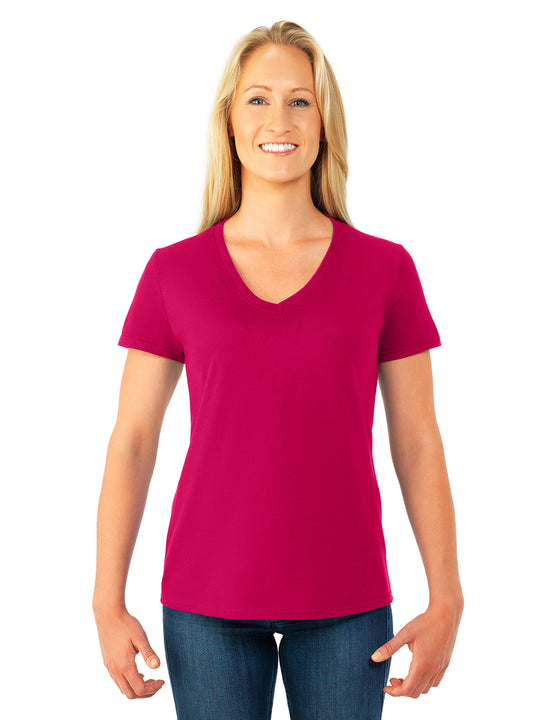 Fruit Of The Loom Womens HD Cotton Short Sleeve V-Neck T-Shirt