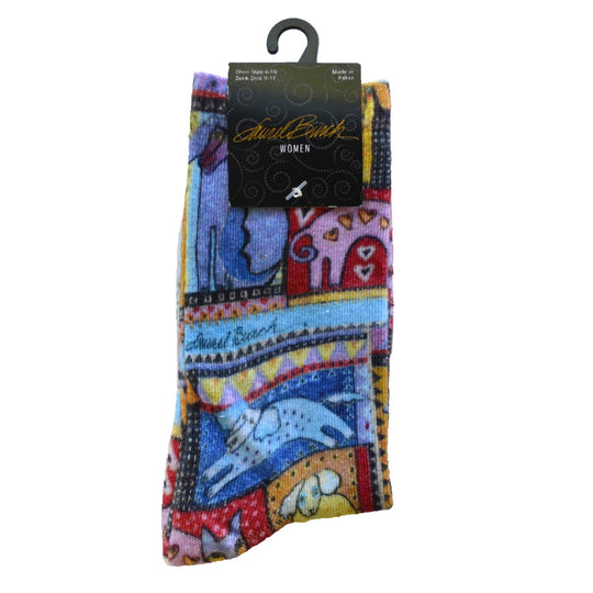 K. Bell Womens Laurel Burch 360 Print Crew Socks