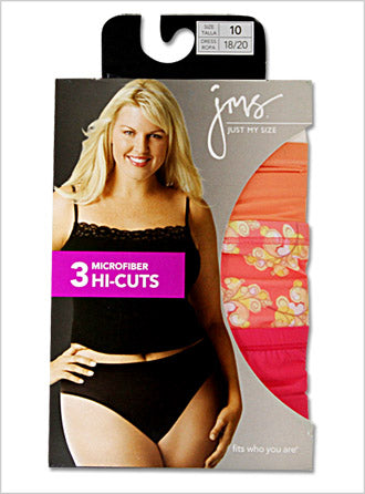 JMS Just My Size Womens Plus Size 6-Pack Cotton Hi-Cut