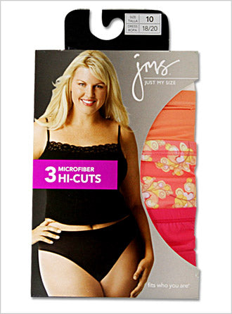 Just My Size High Briefs 6-Pack Panties Underwear Women's JMS