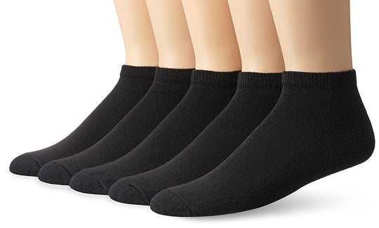 Fruit of the Loom Mens Core Stays Black 5 Pack No Show Sock