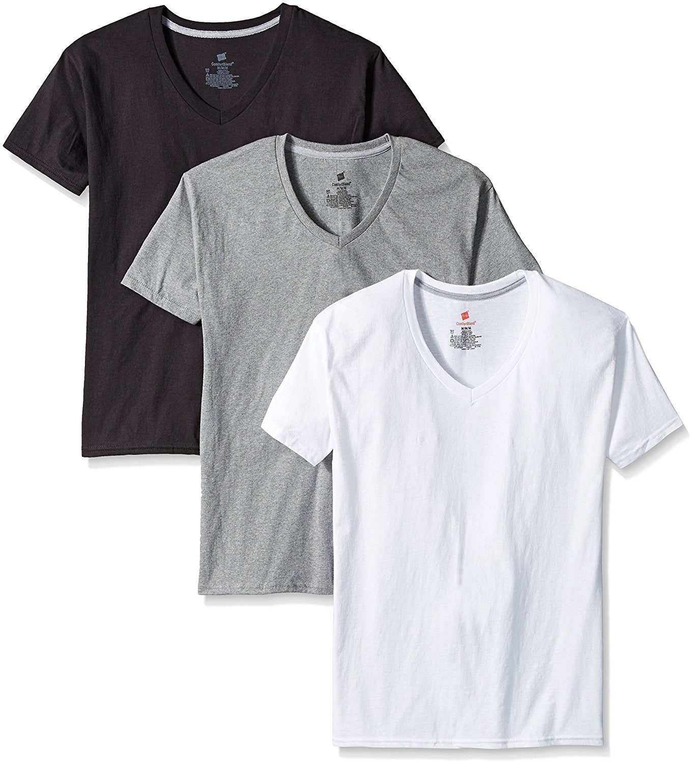 MBT2A3 Hanes Mens Comfort Blend 3 Pack Dyed V Neck T Shirts