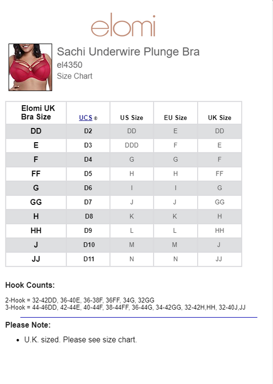 Elomi Womens Sachi Underwire Plunge Bra