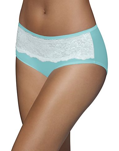 Bali Women's Comfort Indulgence Satin with Lace Modern Hipster