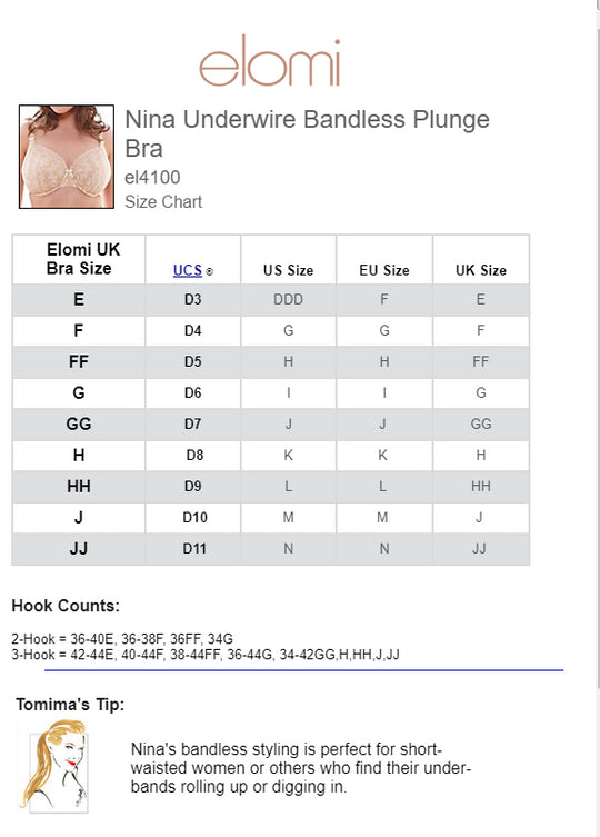 Elomi Womens Nina Underwire Bandless Bra