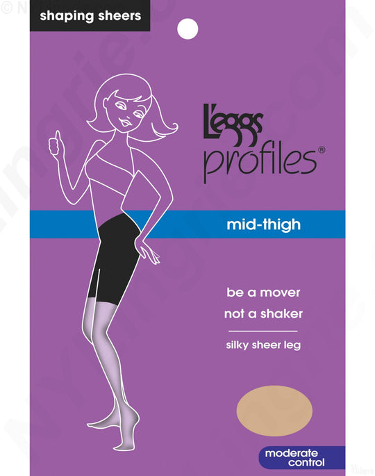 L'eggs Profiles Moderate Control Mid-Thigh Toner Silky Sheer Hosiery