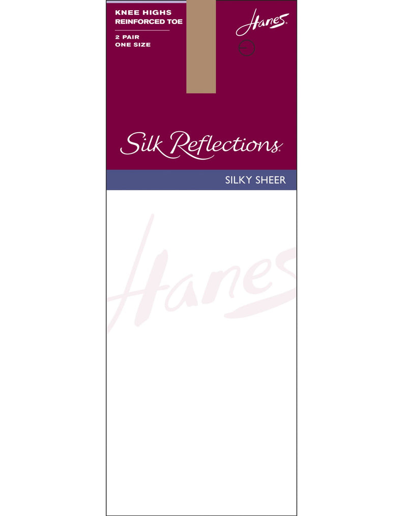 Hanes Silk Reflections Knee Highs, Reinforced Toe 2 Pair Pack