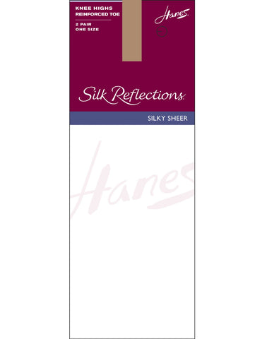 Hanes Silk Reflections Knee Highs, Reinforced Toe 2 Pair Pack