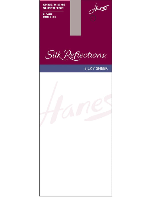 Hanes Silk Reflections Knee Highs, Sandalfoot 2 Pair Pack