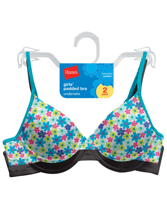 Hanes Girls' Padded Underwire Bra 2-Pack