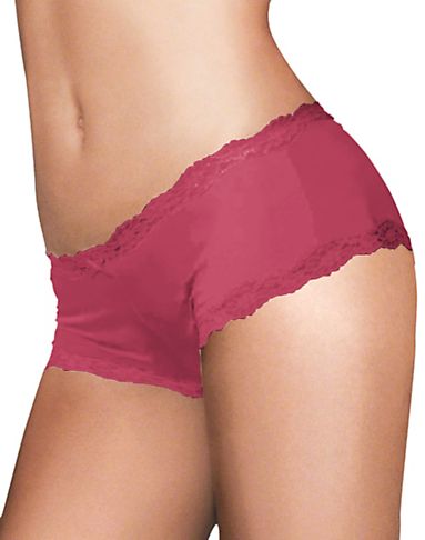 Maidenform Women`s Cheeky Cotton Scalloped Lace Hipster