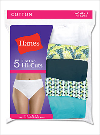 Hanes Women's 12 Pack Cotton Hi-Cut Panty, Assorted, 6 at