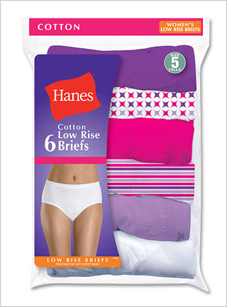 PP38AS - Hanes Women's No Ride Up Low Rise Cotton Briefs 6-Pack