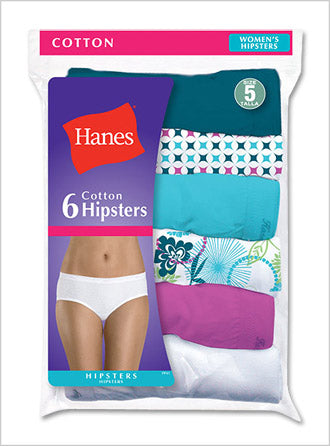 Hanes Women's No Ride Up Cotton Hipsters 6-Pack