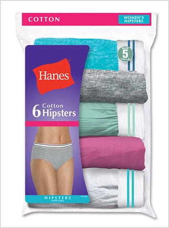 Hanes Women's Cotton Hipster Assorted 6-Pack