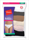 Hanes Women's No Ride Up Cotton Bikini 6-Pack