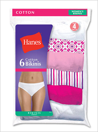 Hanes Women's No Ride Up Cotton Bikini 6-Pack