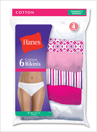 PP42WB - Hanes Women's No Ride Up Cotton Bikini 6-Pack