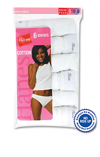PP42WH - Hanes Cotton Bikini - Six Pack (White)
