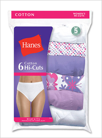 Hanes Women's 6pk Hi-cut Underwear Pp43wb - Blue/purple/white 6