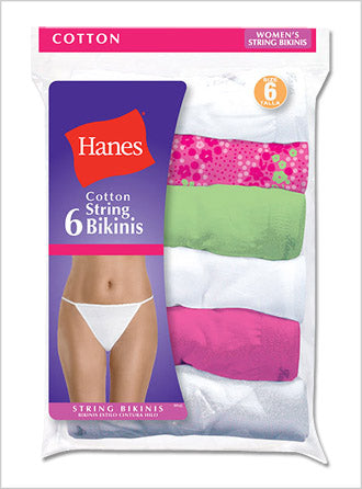 Hanes Women's Cotton String Bikini 6 pack