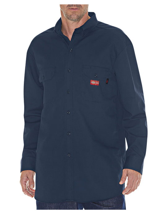 Dickies Mens Flame-Resistant Long Sleeve Twill Button-Down Shirt