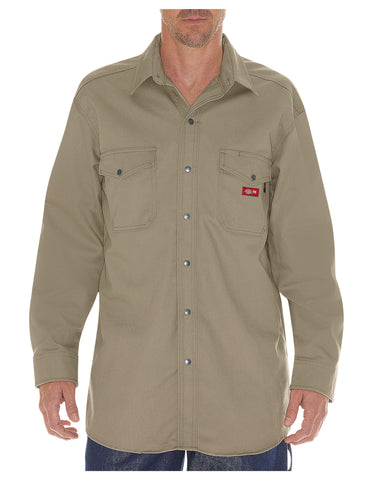 Dickies Mens Flame-Resistant Long Sleeve Twill Snap Front Shirt