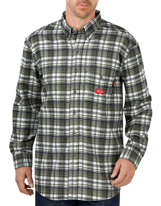 Dickies Mens Flame-Resistant Long Sleeve Plaid Shirt