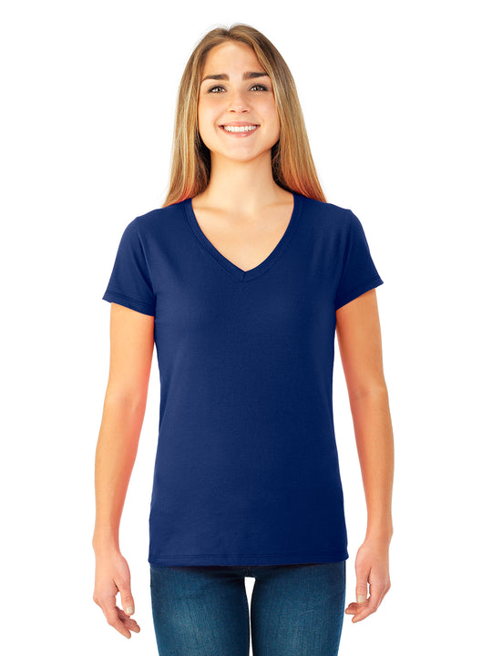 Fruit Of The Loom Womens Sofspun Junior Fit V-Neck T-Shirt