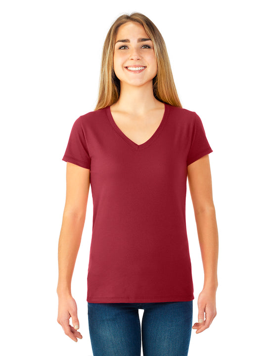 Fruit Of The Loom Womens Sofspun Junior Fit V-Neck T-Shirt