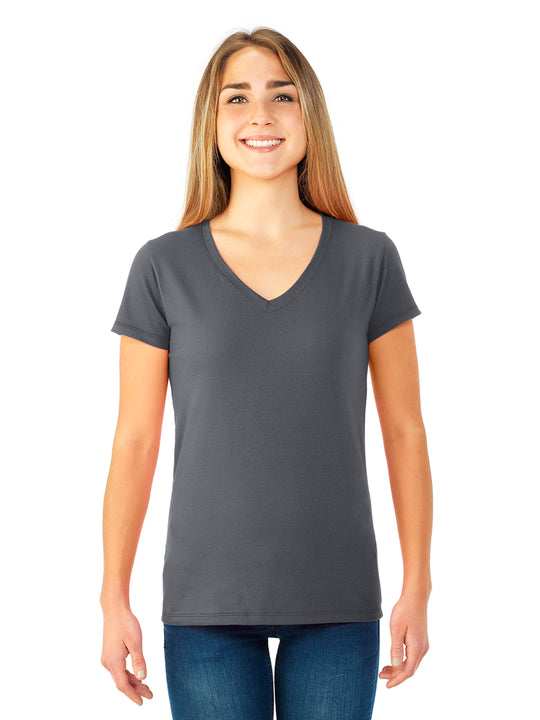 Fruit Of The Loom Womens Sofspun Junior Fit V-Neck T-Shirt
