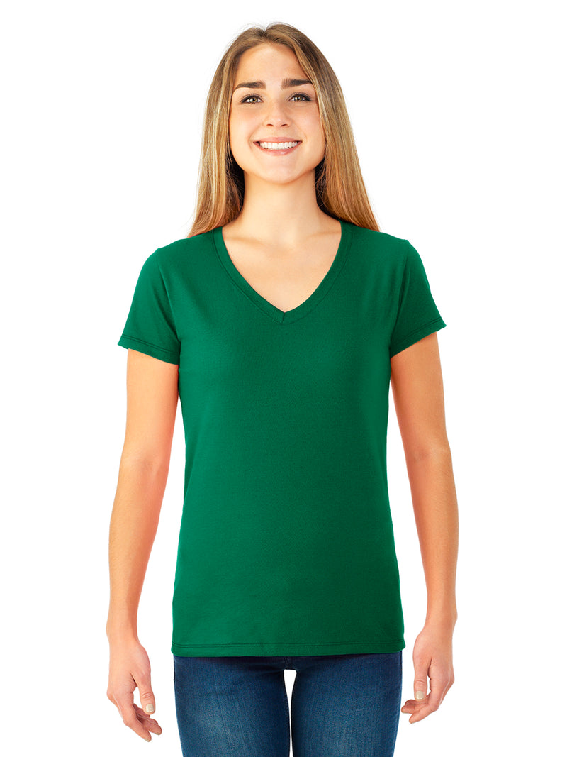 Fruit Of The Loom Womens Sofspun Junior Fit V-Neck T-Shirt