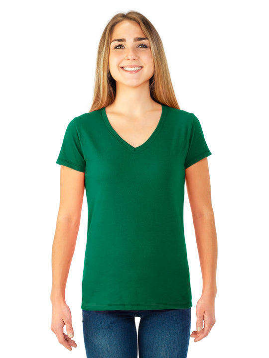 Fruit Of The Loom Womens Sofspun Junior Fit V-Neck T-Shirt