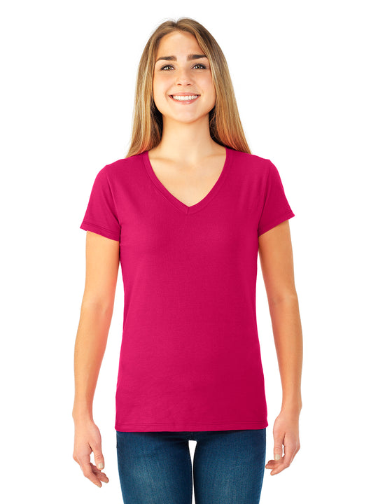 Fruit Of The Loom Womens Sofspun Junior Fit V-Neck T-Shirt