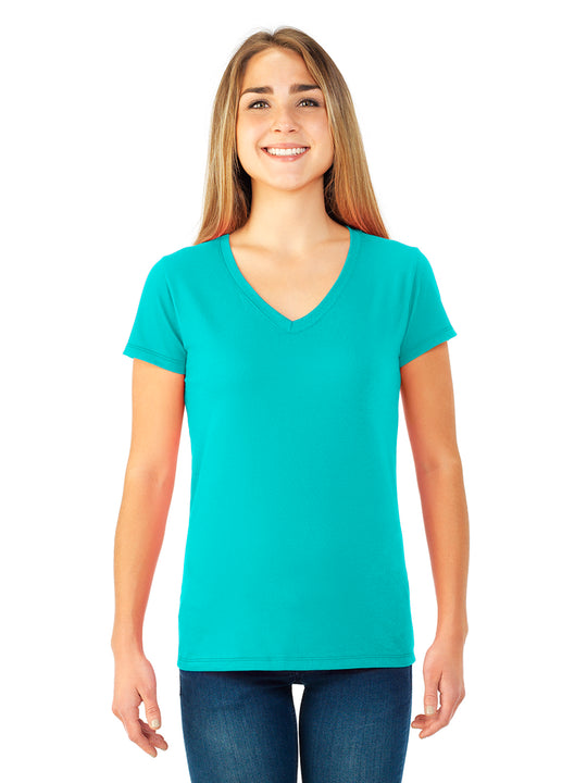 Fruit Of The Loom Womens Sofspun Junior Fit V-Neck T-Shirt