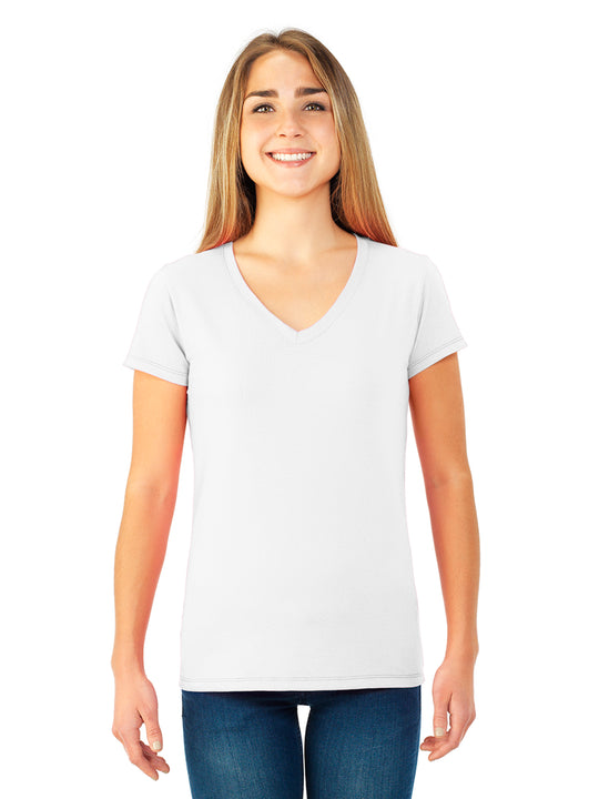 Fruit Of The Loom Womens Sofspun Junior Fit V-Neck T-Shirt
