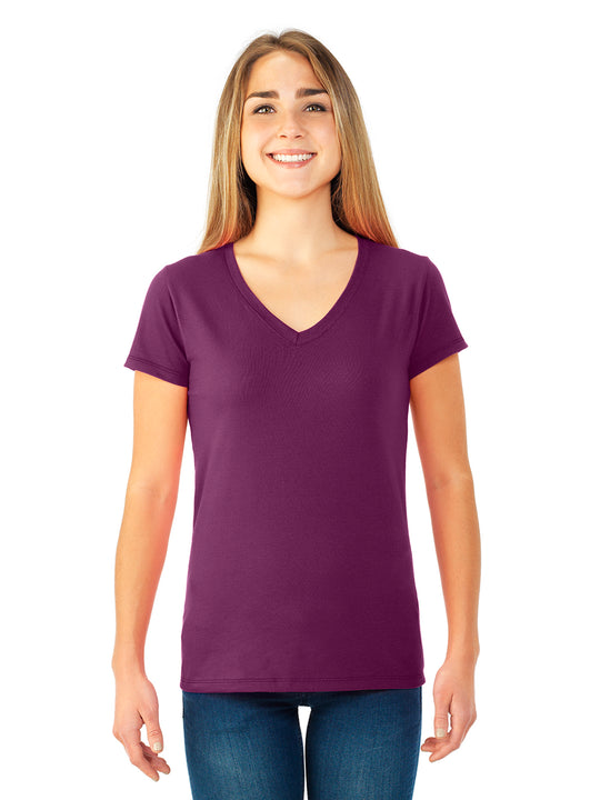 Fruit Of The Loom Womens Sofspun Junior Fit V-Neck T-Shirt