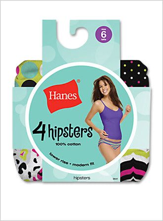 Hanes Womens 100% Cotton Fashion Hipster 4 Pack