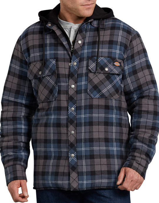 Dickies Mens Relaxed Fit Icon Hooded Quilted Shirt Jacket
