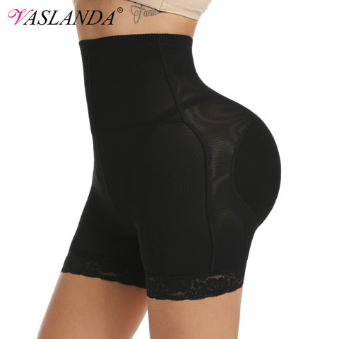 VASLANDA Padded Butt Lifter Body Shaper Tummy Control Panties High Waist Lace Boyshort ASS Pad Shorts Hip Enhancer Shapewear