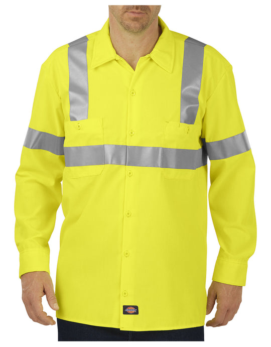 Dickies Mens High Visibility ANSI Class 2 Long Sleeve Work Shirt