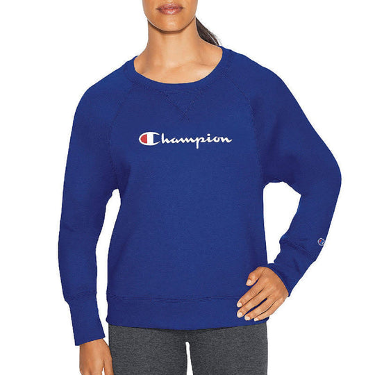 Champion Womens Powerblend Boyfriend Crew, Script Logo