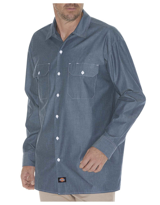 Dickies Mens Relaxed Fit Long Sleeve Chambray Shirt