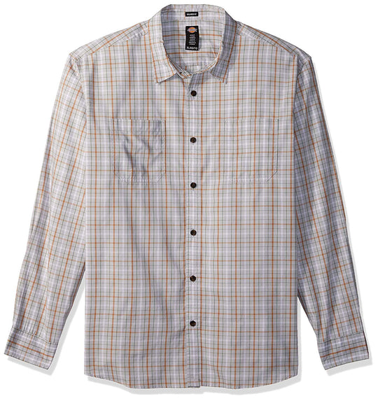 Dickies Mens Relaxed Fit Icon Long Sleeve Rinsed Plaid Shirt