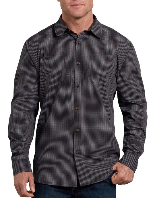 Dickies Mens Relaxed Fit Icon Long Sleeve Rinsed Plaid Shirt