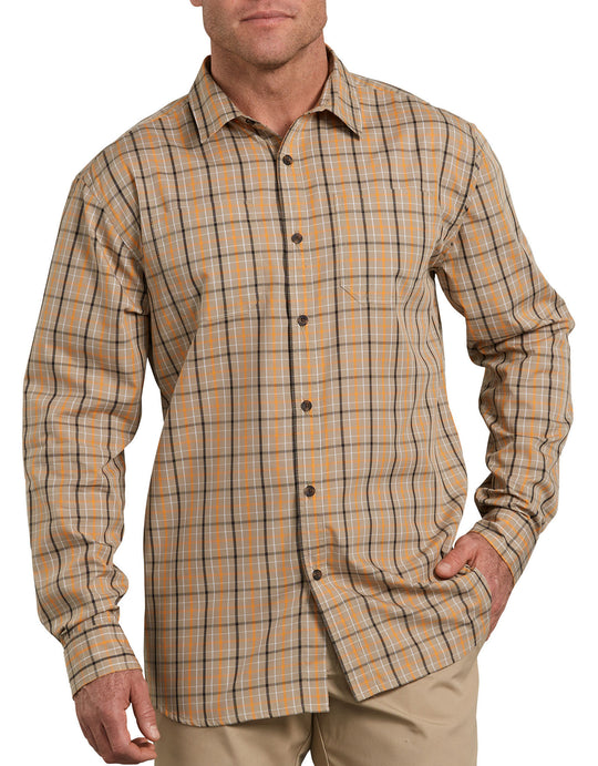 Dickies Mens Relaxed Fit Icon Long Sleeve Rinsed Plaid Shirt