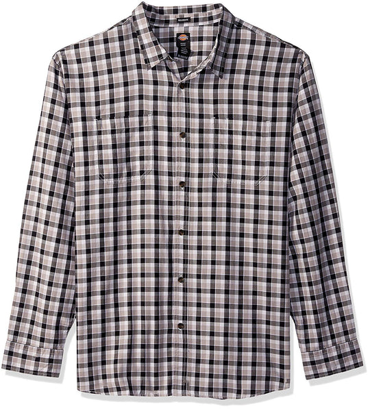 Dickies Mens Relaxed Fit Icon Long Sleeve Stonewashed Plaid Shirt