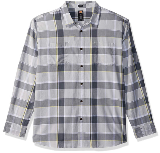 Dickies Mens Relaxed Fit Icon Long Sleeve Stonewashed Plaid Shirt