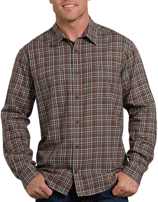 Dickies Mens Relaxed Fit Icon Long Sleeve Stonewashed Plaid Shirt